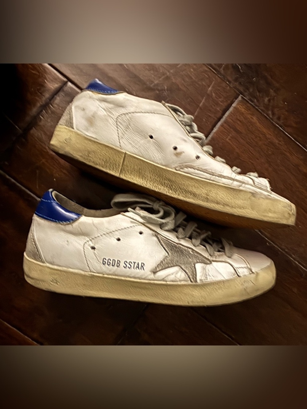 White & Blue 36 superstars Leather Sneakers - 660B SSTAR Style blue and white